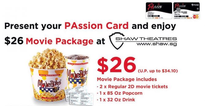 僅26新的雙人電影套餐~外加爆米花和飲料~就在shaw電影院~